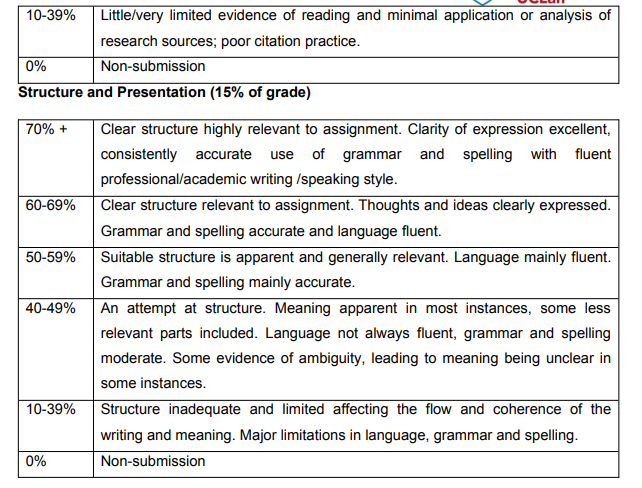 BM3028 Assessment Criteria 