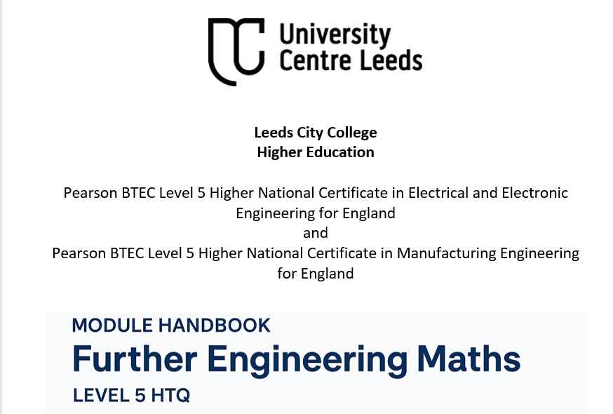 Unit 5006 Further Mathematics Leeds City College 