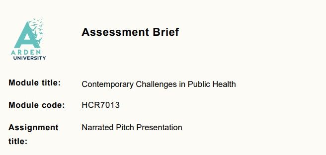 HCR7013 Contemporary Challenges in Public Health Assessment Brief 2026 | Arden University